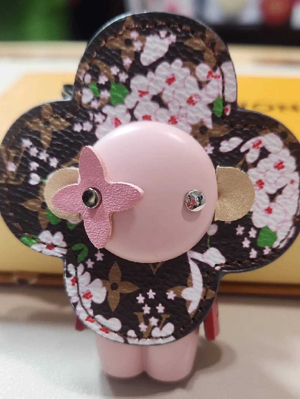 Louis Vuitton Brown Monogram Floral Pink Enamel Charm - Picture 6 of 9